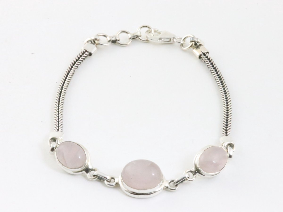 Zilveren armband met rozenkwarts