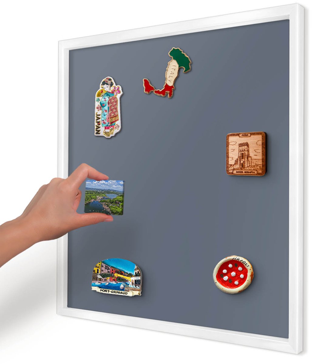 Artprintcave Marine Magneetbord mit Witte Lijst - 50x50 cm - Koelgrijs Notitiebord - Minimalist Magnetisch Bord - Achtergronden En Patronen