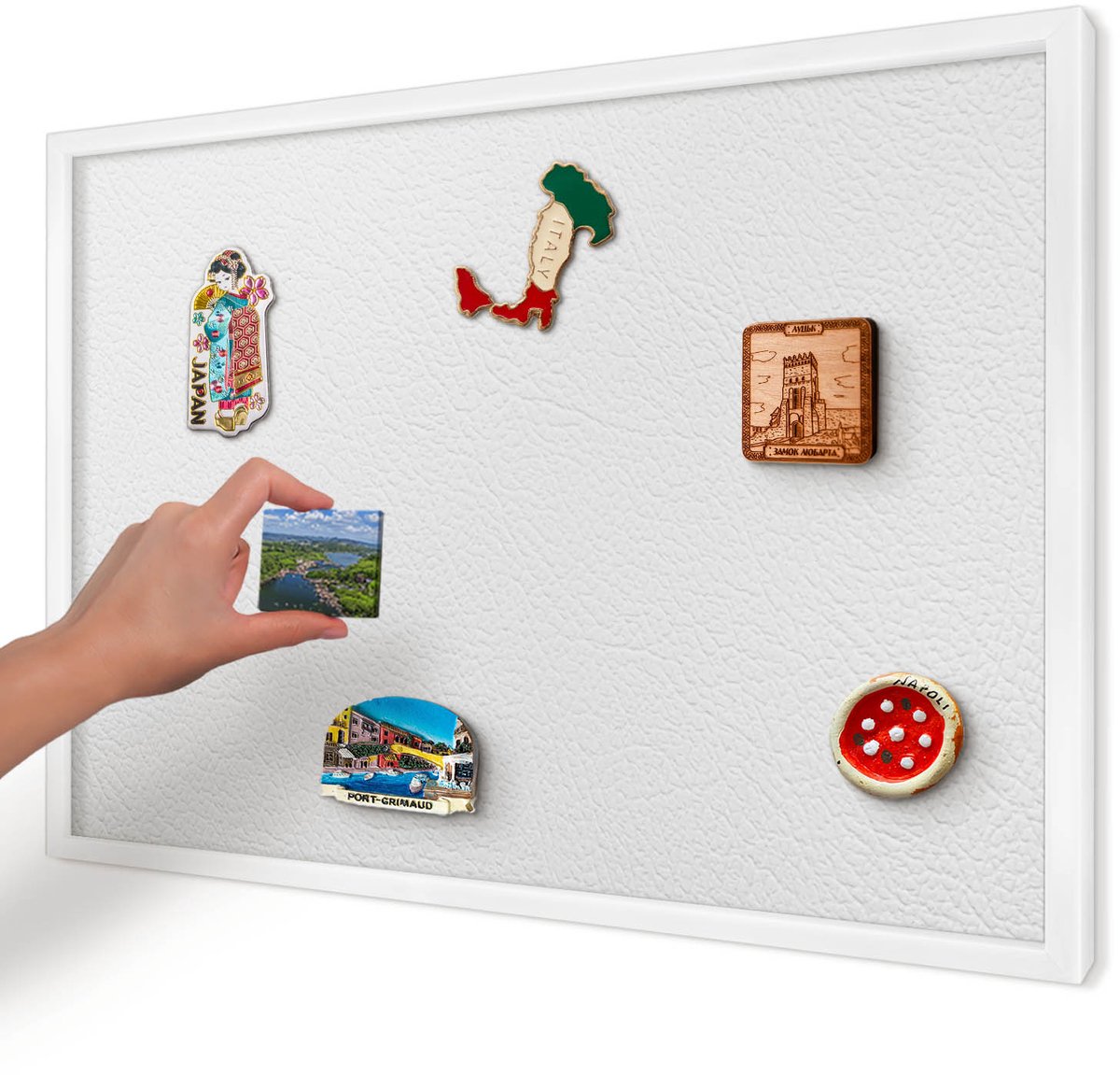 Artprintcave Wit Magneetbord mit Witte Lijst - 60x40 cm - Witte Textuur Notitiebord - Minimalist Wandbord Magnetisch - Texturen