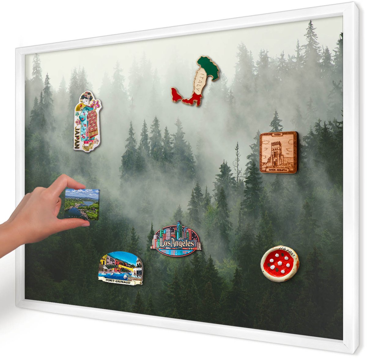 Artprintcave Groente Magneetbord mit Witte Lijst - 70x50 cm - Bosmagie Magnetisch Bord - Fotografisch Bord Voor Magneten - Natuur