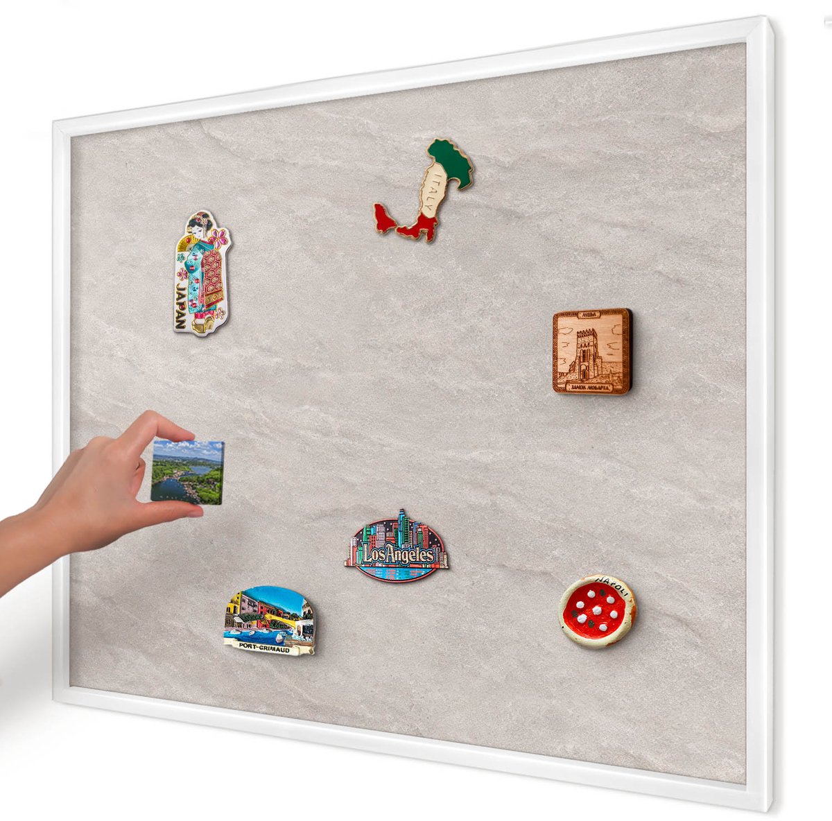 Artprintcave Beige Magneetbord mit Witte Lijst - 80x60 cm - Verfijnde Elegantie Magnetisch Bord Voor Magneten - Minimalist Magnetisch Bord - Texturen