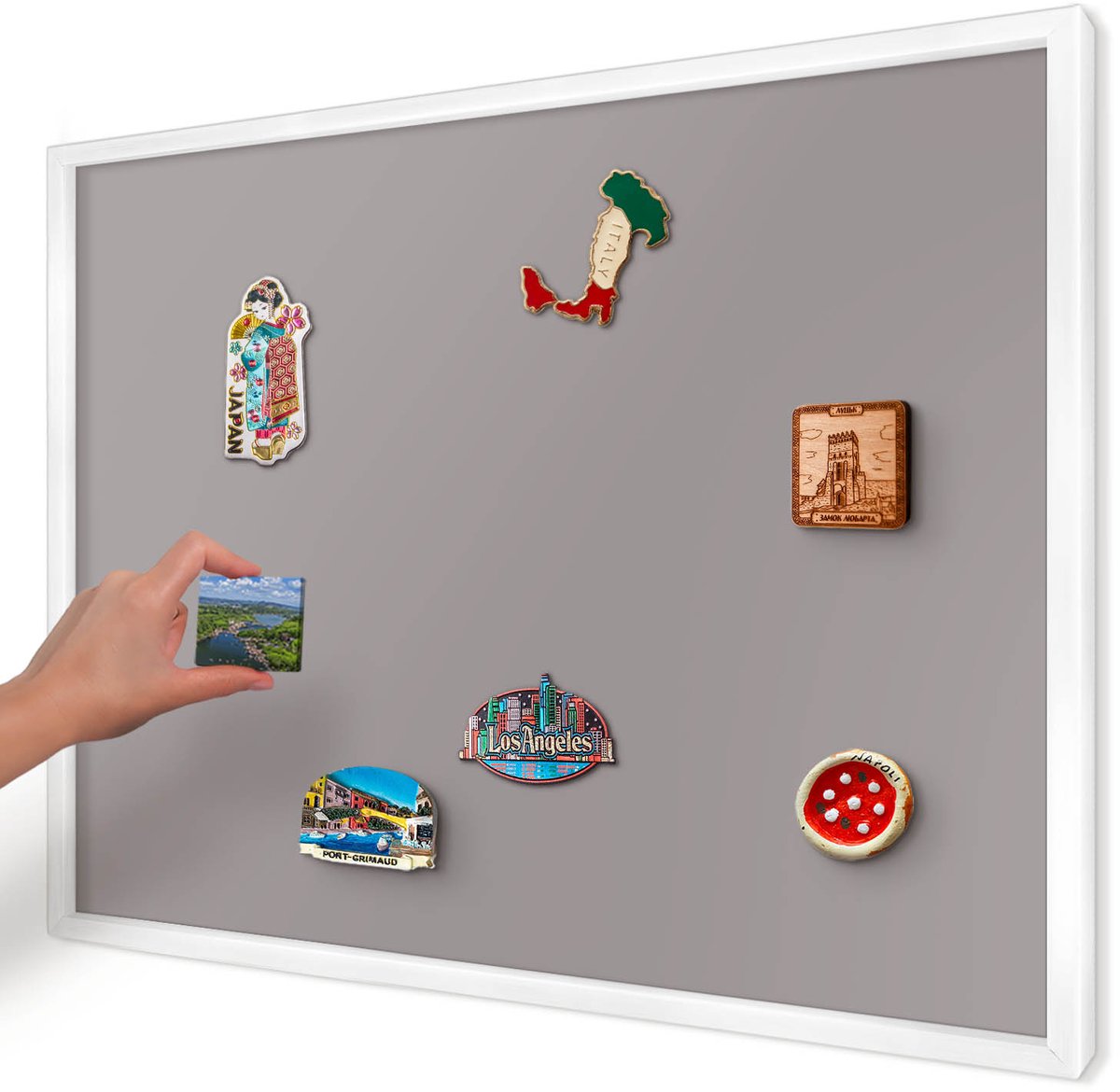 Artprintcave Paars Magneetbord mit Witte Lijst - 70x50 cm - Asgrijs Memobord Keuken - Minimalist Magneetbord Voor Keuken - Achtergronden En Patronen