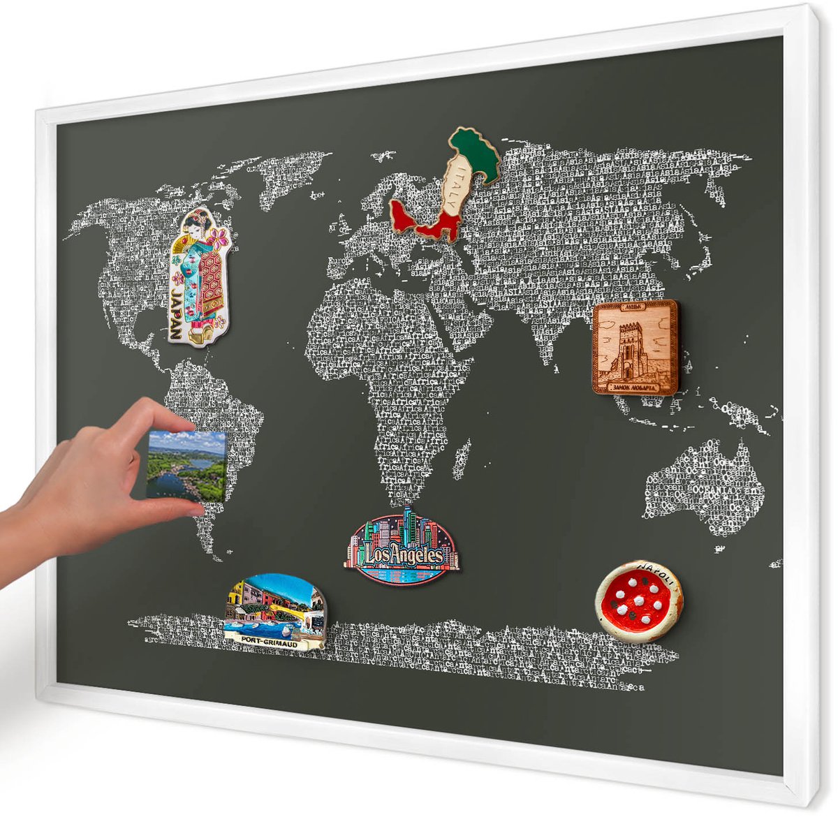 Artprintcave Groente Magneetbord mit Witte Lijst - 70x50 cm - Tekstkaart Memobord Keuken - Typografisch Magneet Bord mit Frame - Kaarten