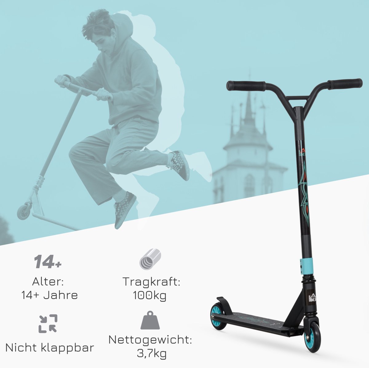 Stunt scooter 68 x 47 2 x 86 cm aluminium met ABEC 9 lagers Groen