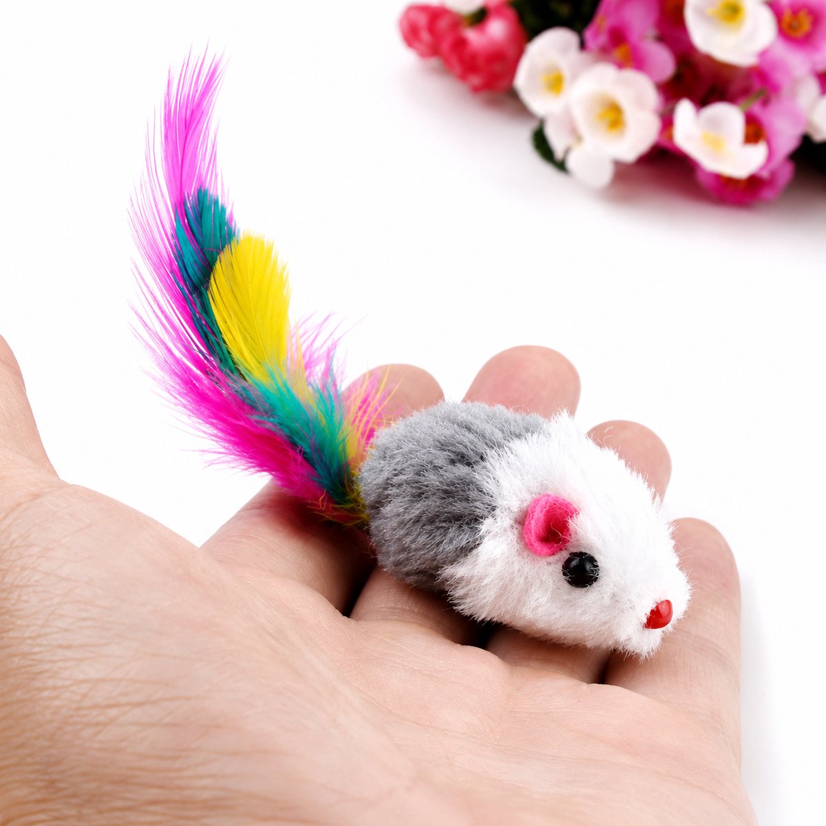 Pluche Speelmuis voor Katten – Kattenspeelgoed met Rammelaar – Speelmuis – Interactief Katten Speeltje – Zachte Pluche Muis – 1 Stuk thumbnail 2