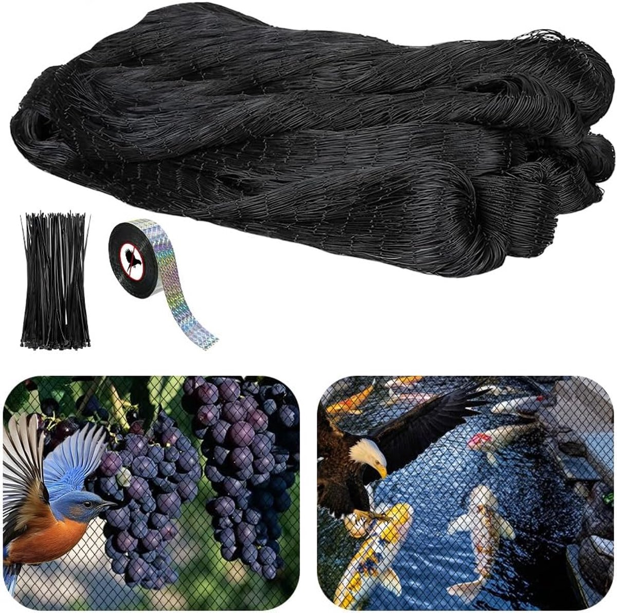 Vogelbeschermnet 7,5 m x 15 m - Fijn gaas - Effectieve bescherming - Ideaal voor fruitbomen en vijvers - ShopVlot