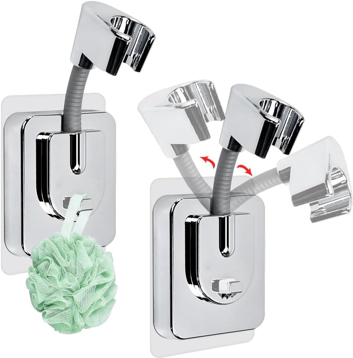 2 bathroom holders, silver, anti-perforation - ShopVlot