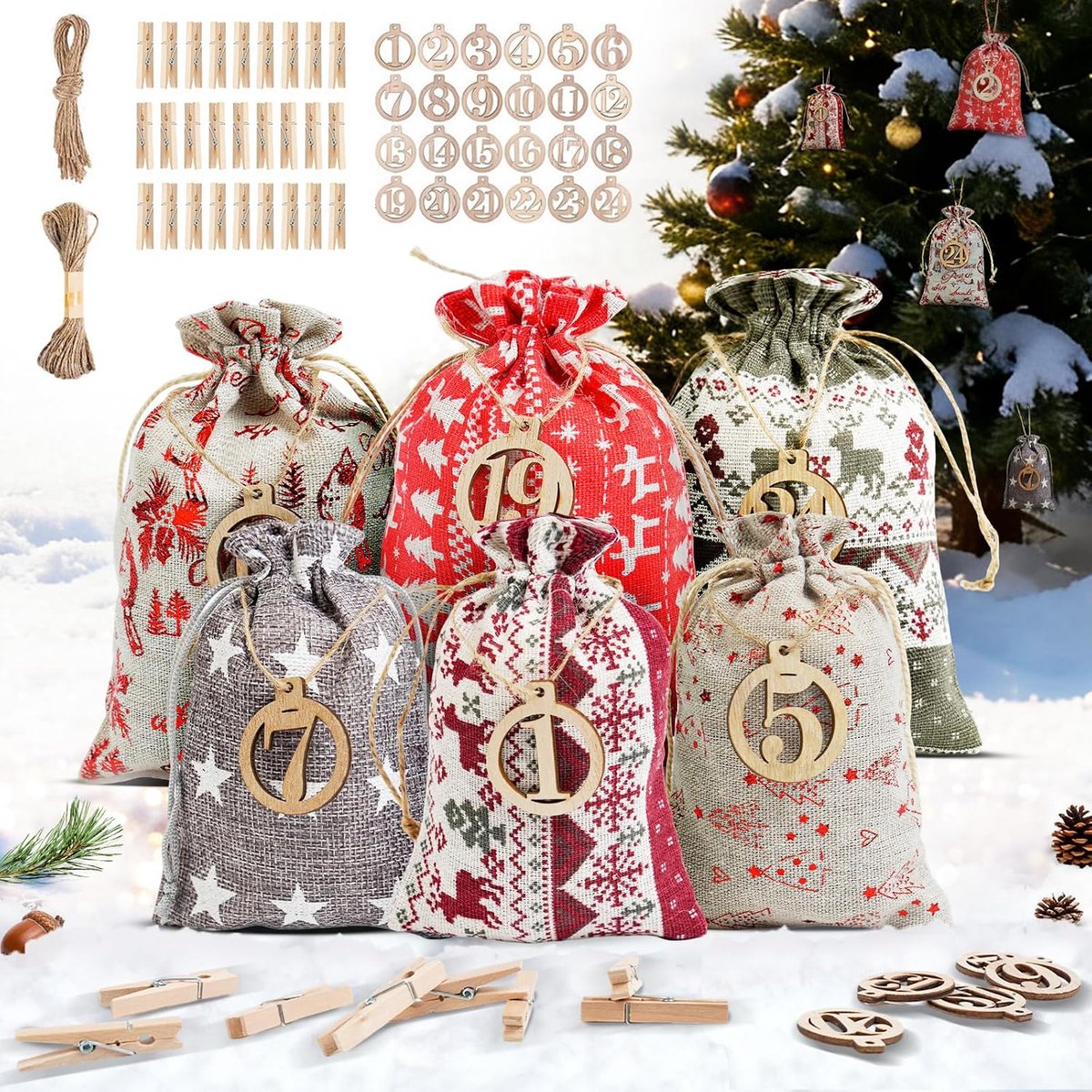 Advent Calendar for Filling 2025, Advent Calendar, Christmas Calendar for Filling, 24 Jute Bags in 2 Sizes, for Women - ShopVlot