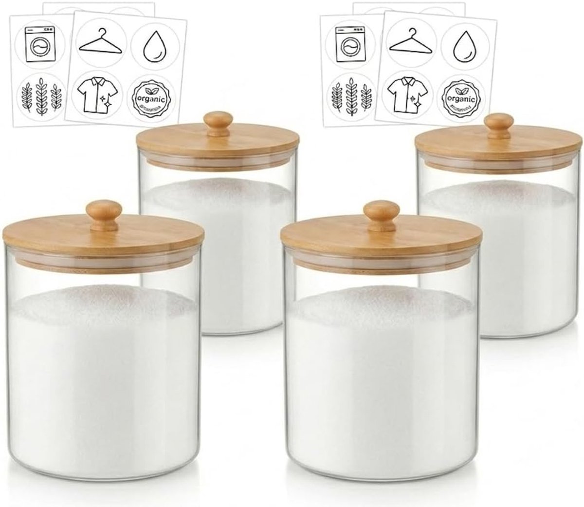 SnelShoppen - 4 Stuks Wasmiddelopslagbox, Hoge Capaciteit Plastic Opbergdozen, Organizer voor Waspoeder, Ideaal voor Keuken, Badkamer en Camping
