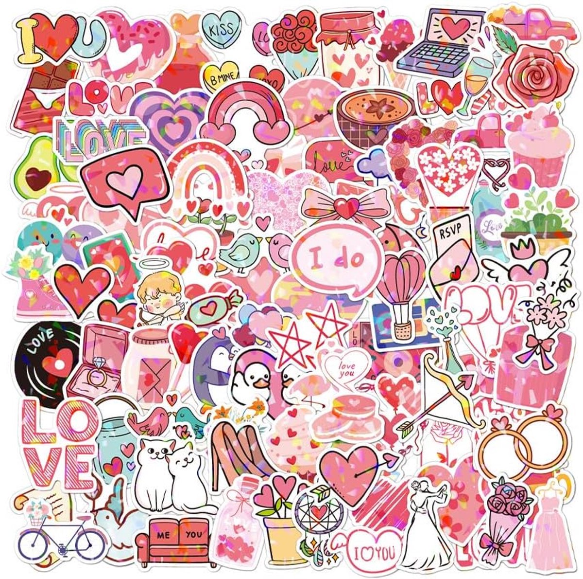 100 stickers voor Valentijnsdag - herbruikbaar vinyl - met liefdescitaten - voor originele geschenken - ShopVlot