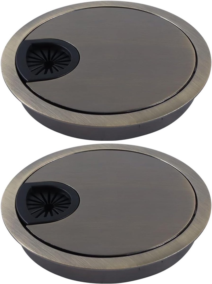 Desk kabeldoorvoer 80mm - Zinklegering - Bronzen afwerking - Organiseer je kabels - SnelShoppen