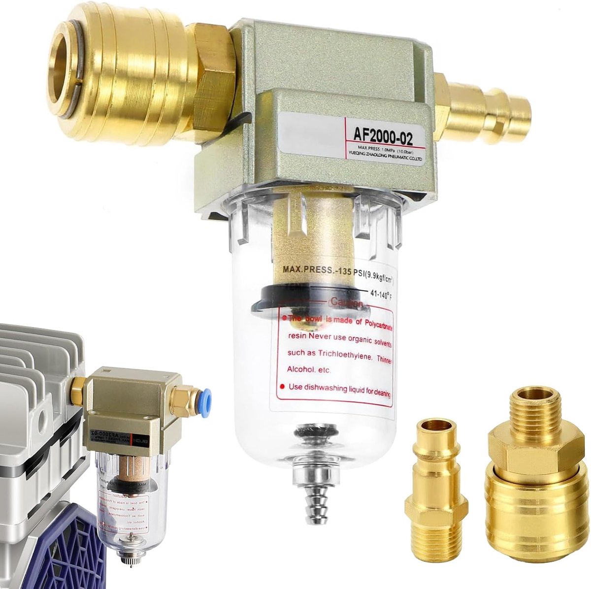 SnelShoppen - 1/4 inch Waterseparator Compressed Air - Robuuste Koperen Waterseparator voor Compressoren - Duurzaam en Roestbestendig - Ideaal voor Pr