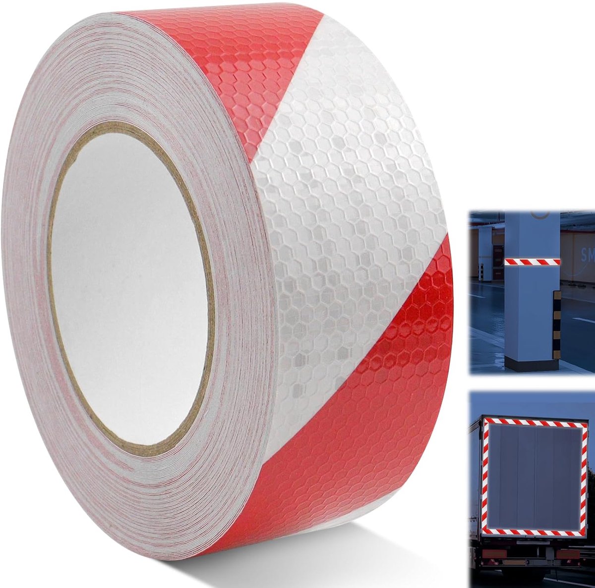 SnelShoppen - 5cm x 25m Zelfklevende Reflecterende Tape Rood en Wit, Waterdicht Veiligheidswaarschuwing voor Voertuigen