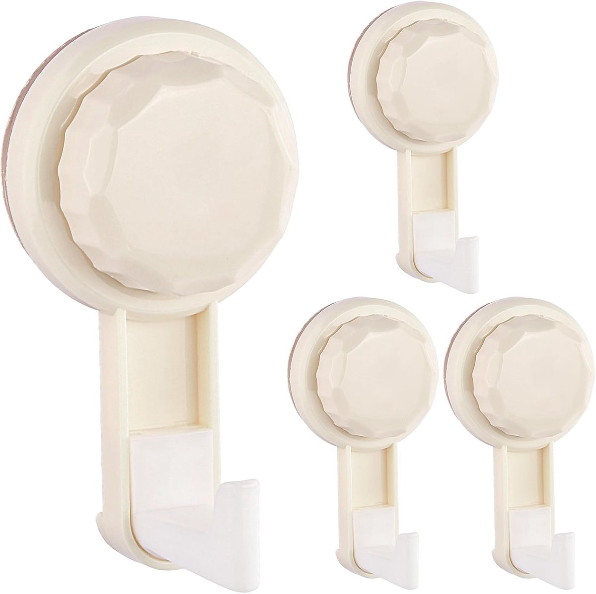 SnelShoppen - Suction Cup Haakjes, 4 Stuks, Sterke Zuignappen voor Badkamer en Keuken, Max 5 kg, Wit, Voor Handdoeken, Badjassen en Toiletten, Zonder