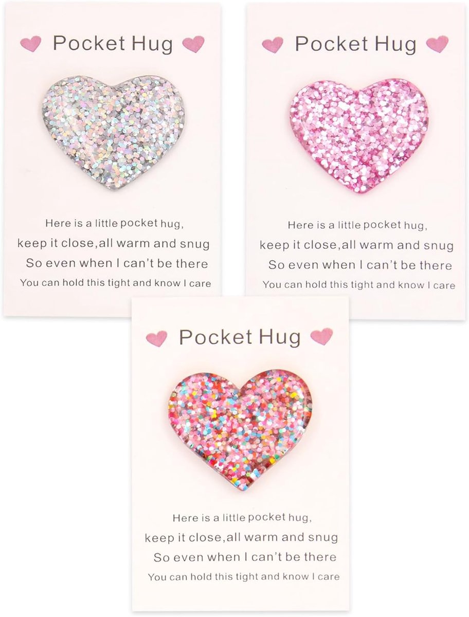 Set of 3 Pocket Hugs - Heart Shaped Pocket Hug Gifts for Friends Kids Back to School Birthday Christmas Valentine's - ShopVlot