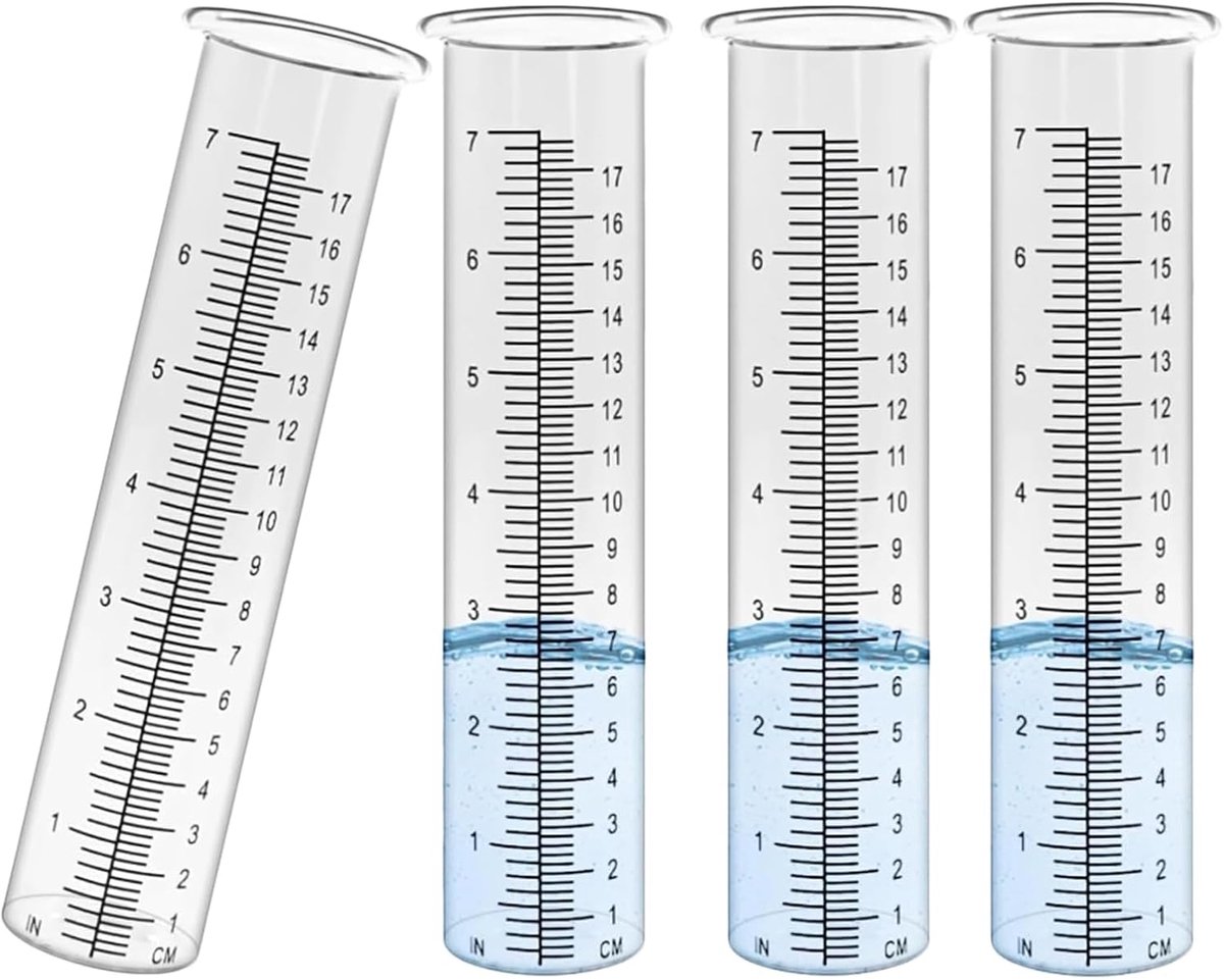 SnelShoppen - Vervangingspakket Regenmeter voor Buiten - Transparant Kunststof - 4 Stuks - Ideaal voor Tuin en Veld - Precisie Regenmeting