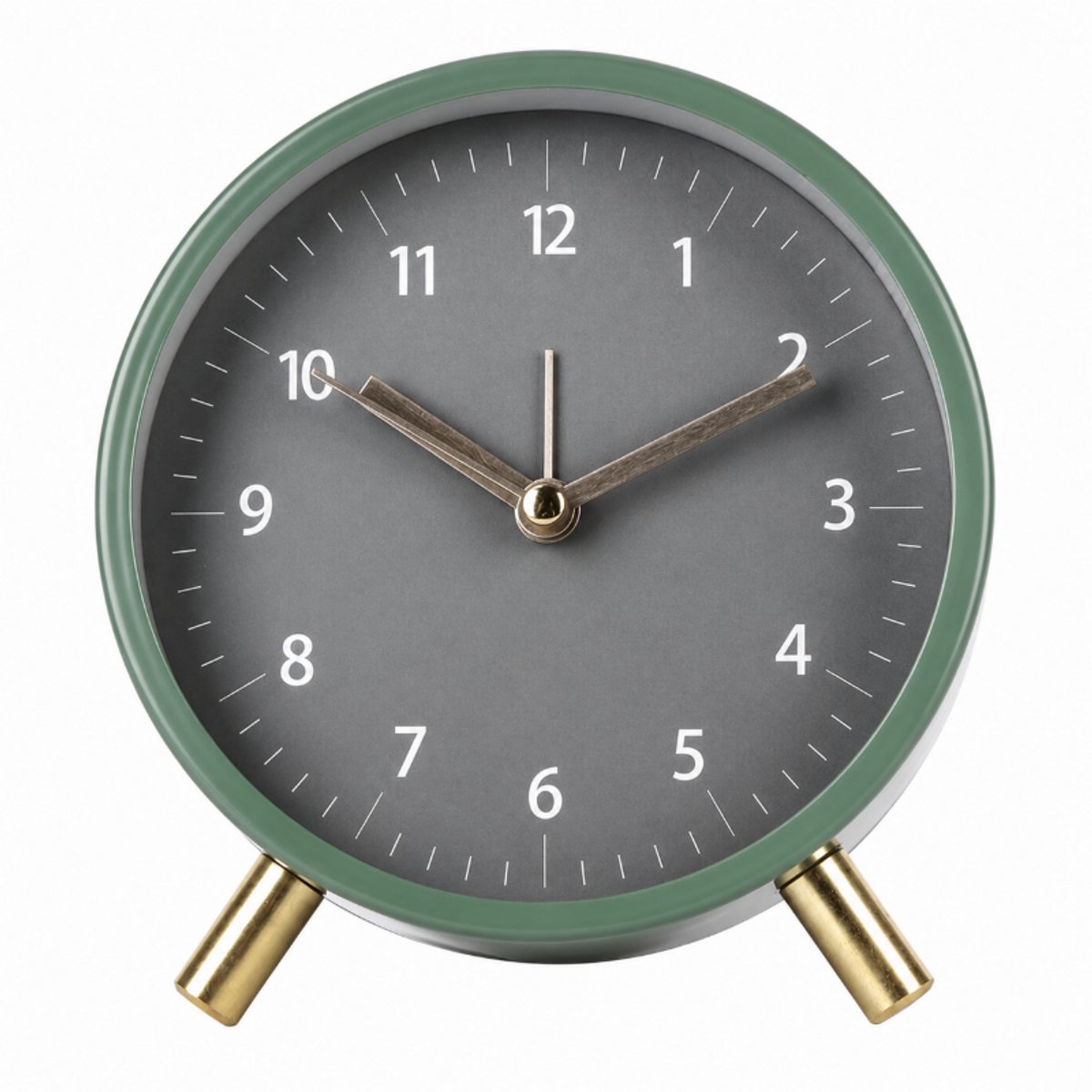 Bobypet - Analoge Wekker Stil Geen Getik - Kinderwekker met Nachtlampje - Moderne Stille Tafelklok Ronde Retro Metaal Batterijgedreven - Groen