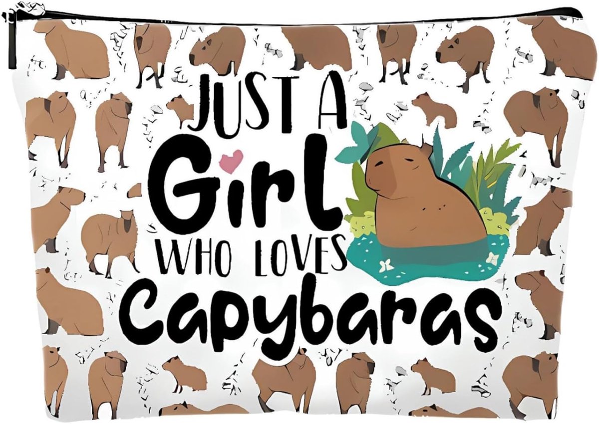 SnelShoppen - Capybara Make-up Tas met Rits, Schattige Make-up Bag voor Dierenliefhebbers, Ideaal Cadeau voor Vriendin, Compact voor Reizen en Dagelij