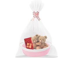 Geschenkmand - Opbergmand Celement - Cadeaus Inpakken - Inclusief Folie en Strik - 30 x 20 x 12 cm