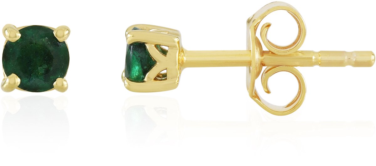 Cavill - Oorbellen Zilvergoud - 925 Sterling Zilver Verguld - 0,41ct Ronde Zambiaanse Smaragden - Elegant & Luxe Geschenk Dames