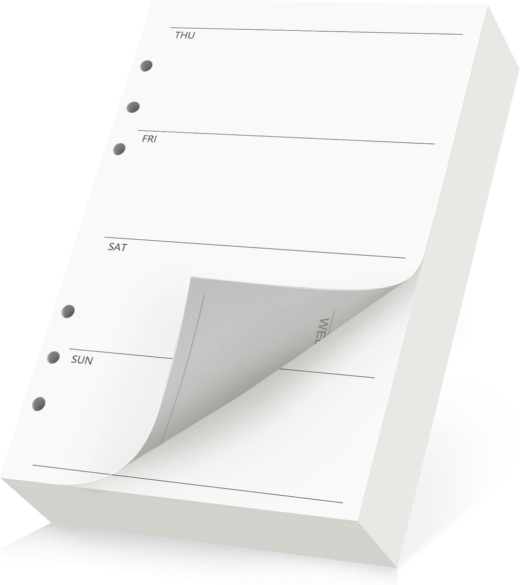 SnelShoppen - Refill Paper Weekly Planner A5 - 180 Vellen Dateloze Agenda met 6-Holes - Herbruikbaar Papier voor A5 Ringband - 100GSM Kwaliteit, 14x21