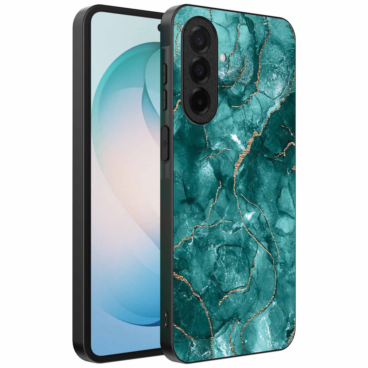 Geschikt voor Samsung Galaxy S26 Plus Telefoonhoesje met marmer opdruk - TPU backcover case marble design - Groen Goud - Smartphonica geschikt voor Samsung Galaxy S26 Plus