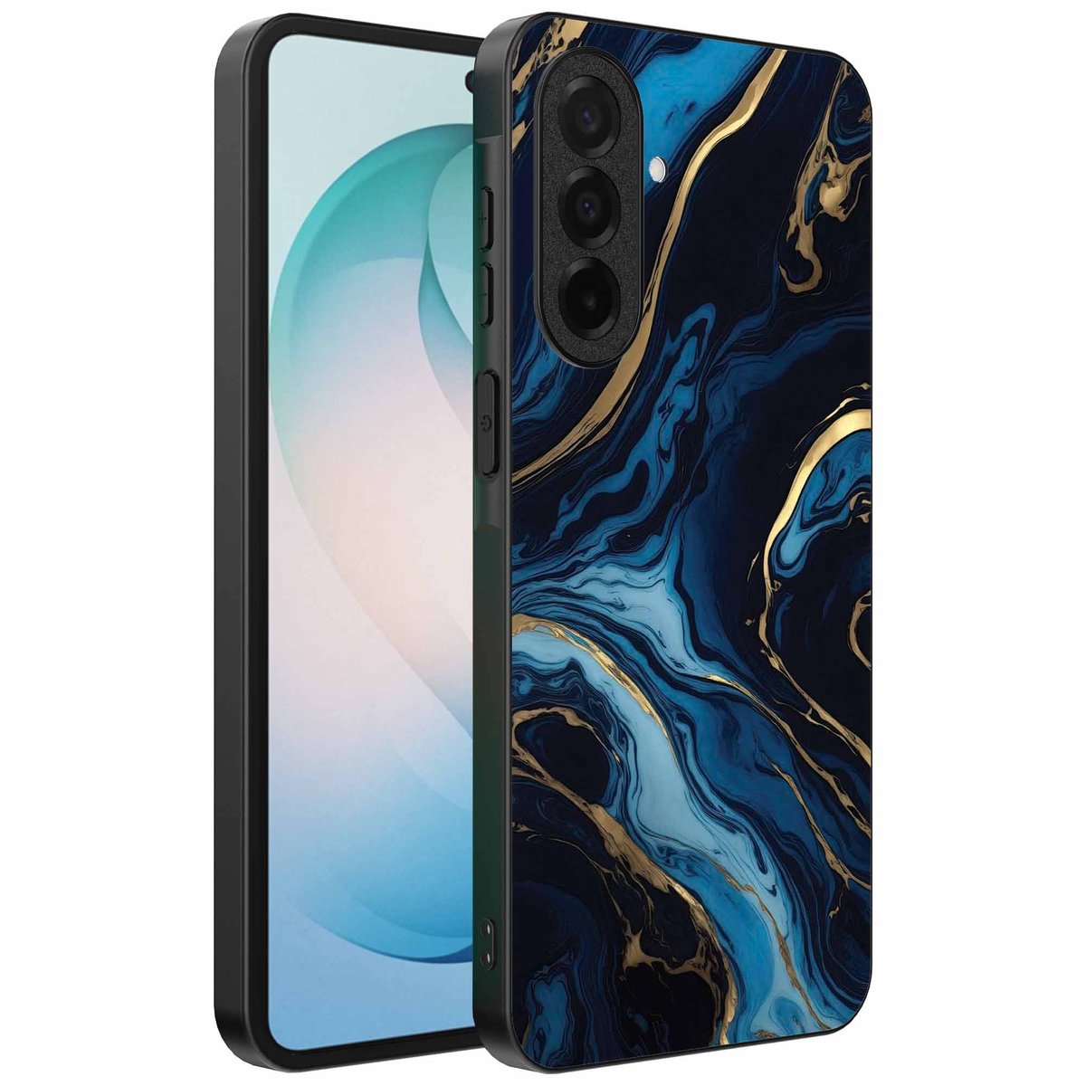 Geschikt voor Samsung Galaxy S26 Plus Telefoonhoesje met marmer opdruk - TPU backcover case gold blue marble design - Goud Blauw - Smartphonica geschikt voor Samsung Galaxy S26 Plus