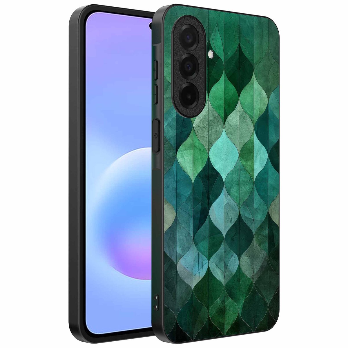 Geschikt voor Samsung Galaxy A57 Telefoonhoesje met Groene Bladeren Opdruk - TPU Backcover Case Green Leafs Design - Groen - Smartphonica geschikt voor Samsung Galaxy A57