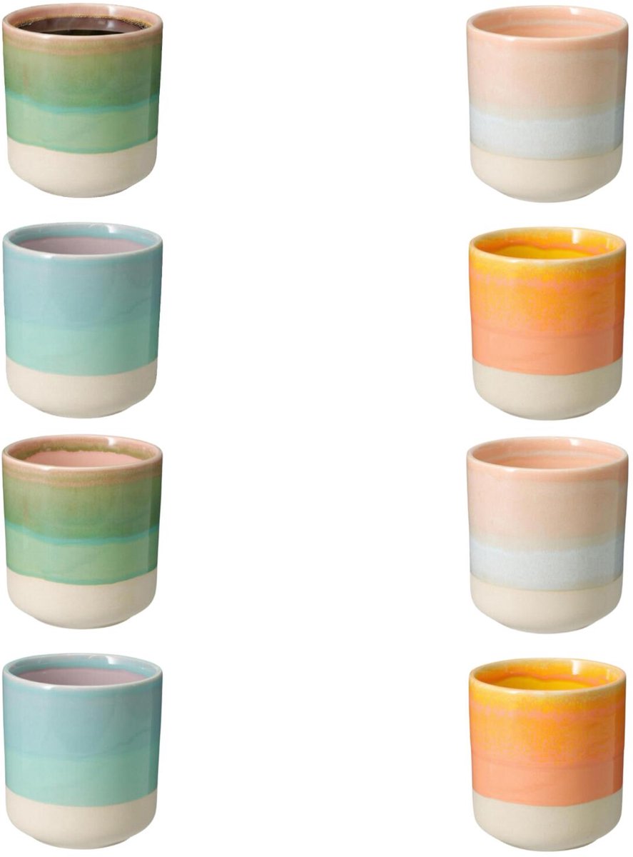 Bellatio Design Koffie / thee mok Colour Burst - 8x stuks - multi kleuren - 180 ml - mokken - keramiek