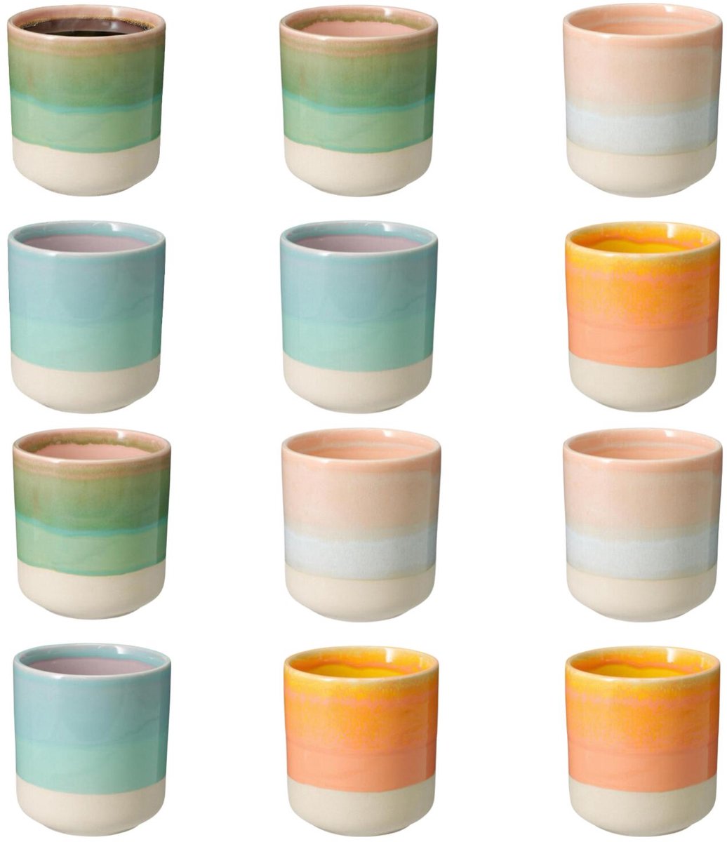 Bellatio Design Koffie / thee mok Colour Burst - 12x stuks - multi kleuren - 180 ml - mokken - keramiek