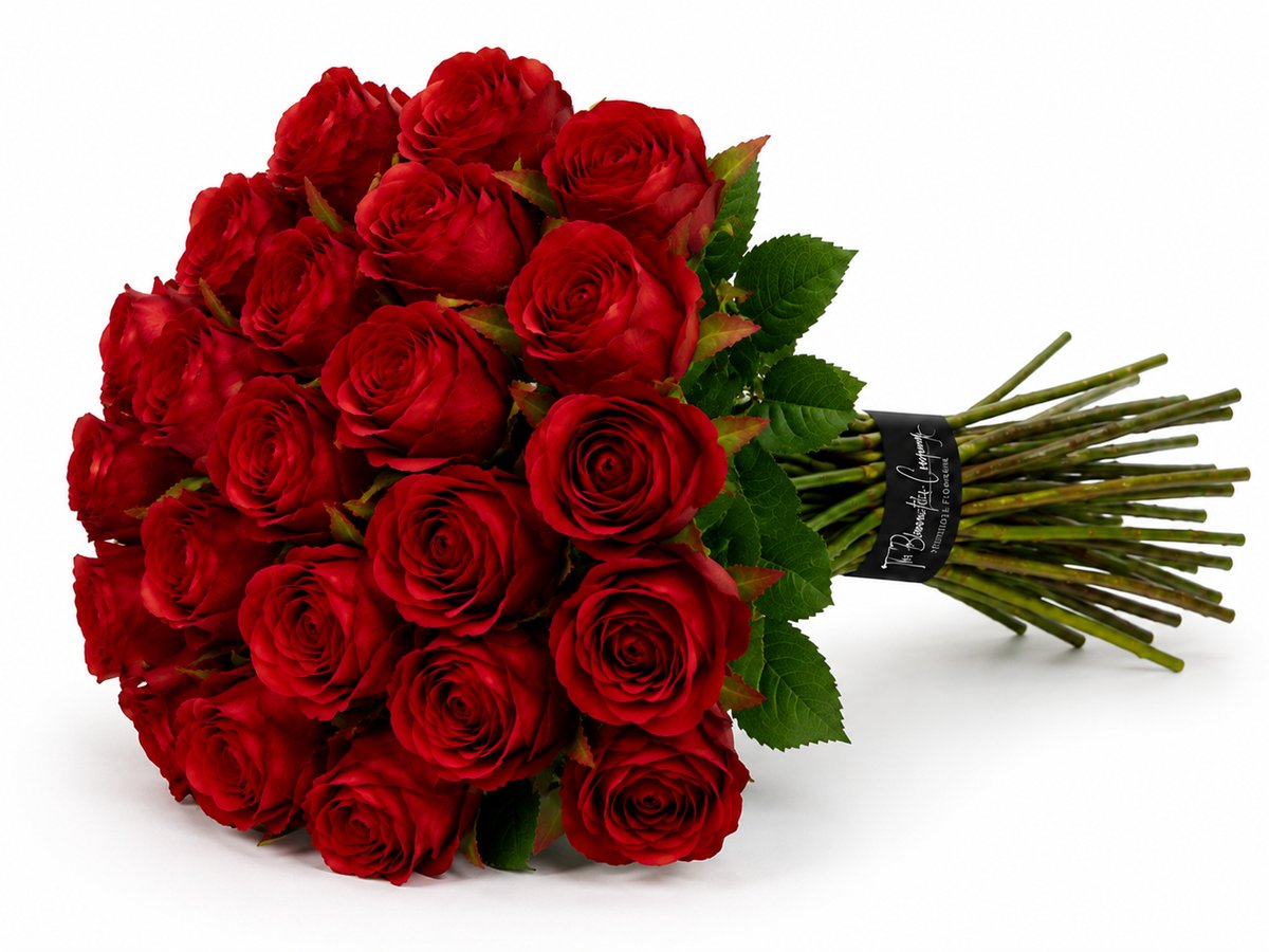 The Bloomistic® – Zijden Boeket – 50x rozen – 55 cm hoog – Kunstbloemen – Valentijnsdag– nepbloemen – rozen – roos – decoratie – decoratie woonkamer