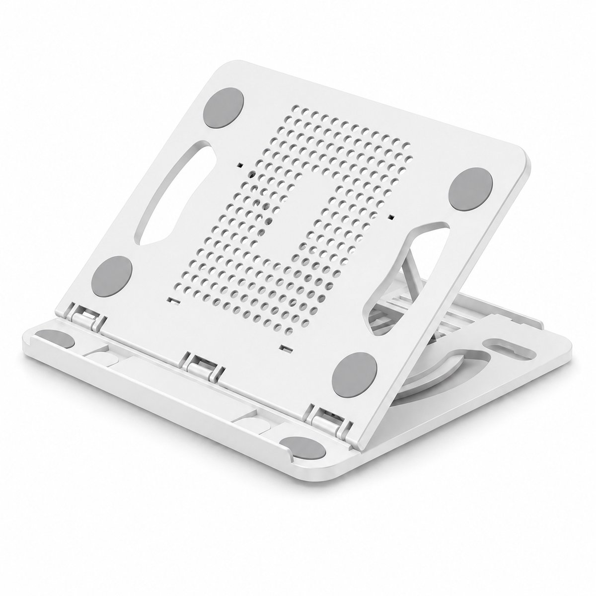 VHV - Laptopstandaard - 360° draaibaar en in 8 standen verstelbaar - Opvouwbaar met ventilatie - Voor thuiswerk en studie - Wit