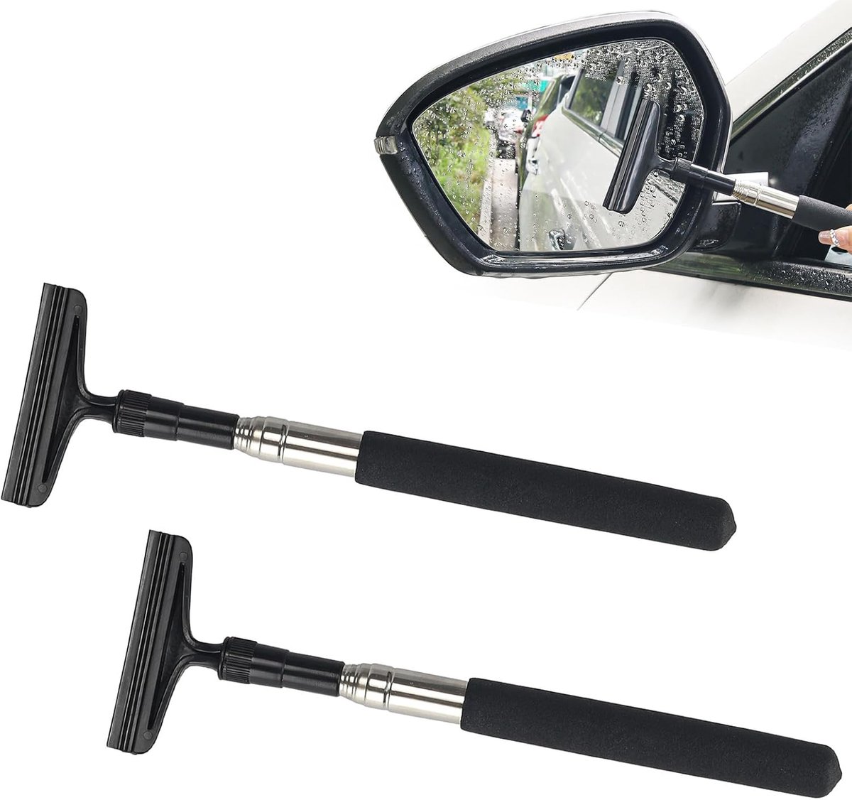 SnelShoppen - 2x Professionele Raamwisser Auto, Uittrekbare Zijspiegels Wisser, Douche Wisser Badkamer, Maximaal 102 cm Lengte