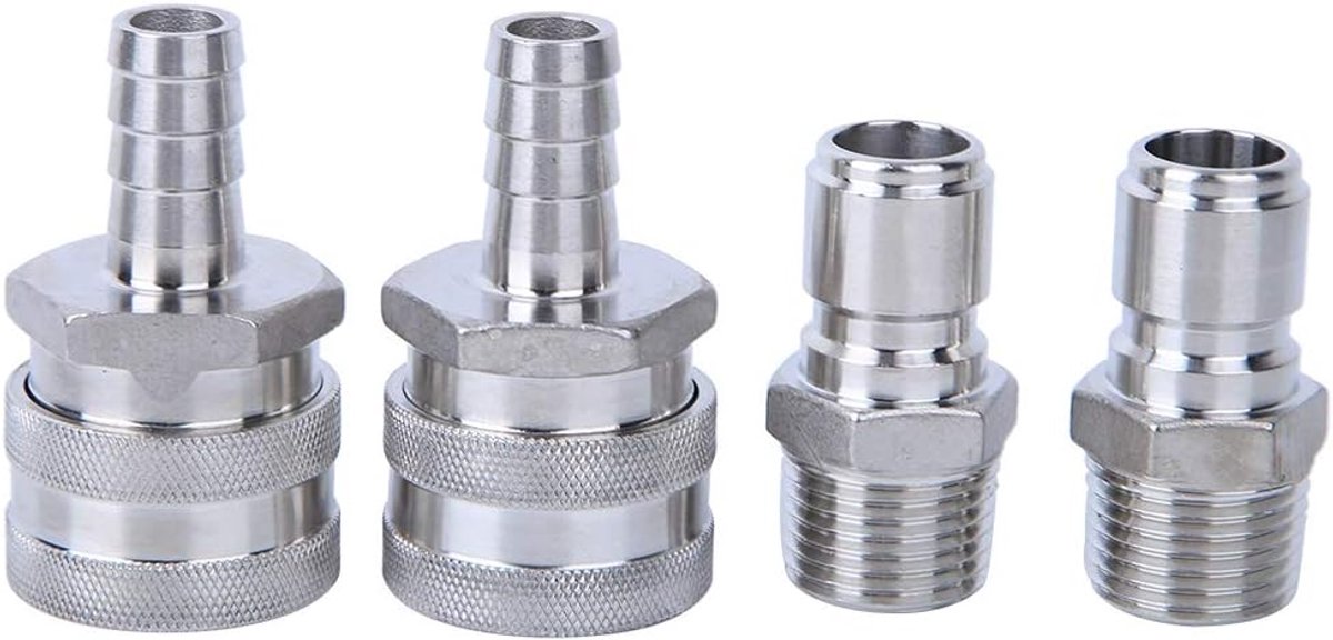 SnelShoppen - G1/2 Inch Draad RVS Snelsluiting Adapter Voor Thuisbrouwerij, Bier Keg Connector Met Extra O-Ring, Duurzaam En Roestvrij