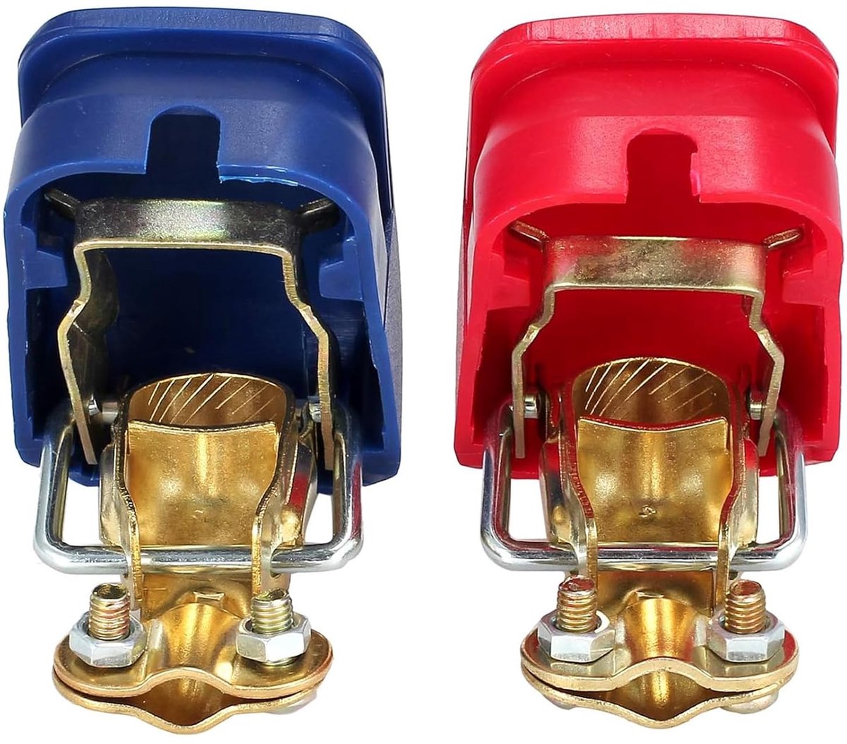 1 Pair of 12V Quick Clamps for Car, Motorcycle, Truck, Boat, Red and Blue - ShopVlot