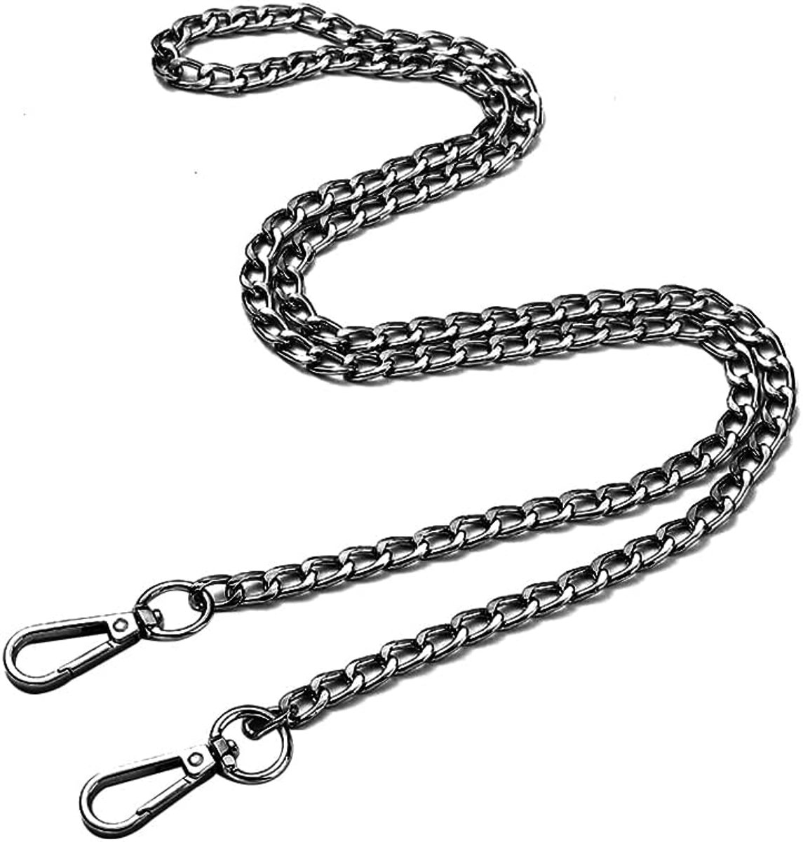 SnelShoppen - Zwarte Tasband Schoudertas Ketting met Metalen Karabijnhaak voor DIY Portemonnee Vervangingen - 1,2m, Duurzaam en Corrosiebestendig