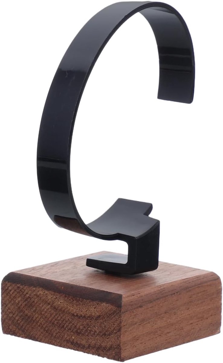 SnelShoppen - Elegante horlogehouder voor polshorloges, houten horlogestandaard, zwart C-design, 1 stuk, minimalistisch, ideaal voor presentatie en be