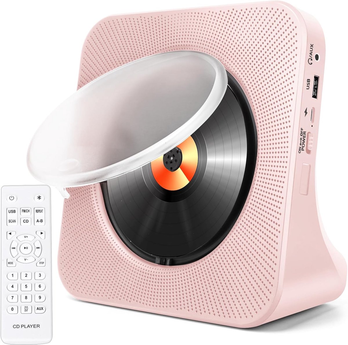 SnelShoppen - Draagbare CD Speler voor Thuis, Persoonlijke CD Speler met Bluetooth, Speakers, FM Radio, Boombox, Afstandsbediening, Stofhoes, LED Disp