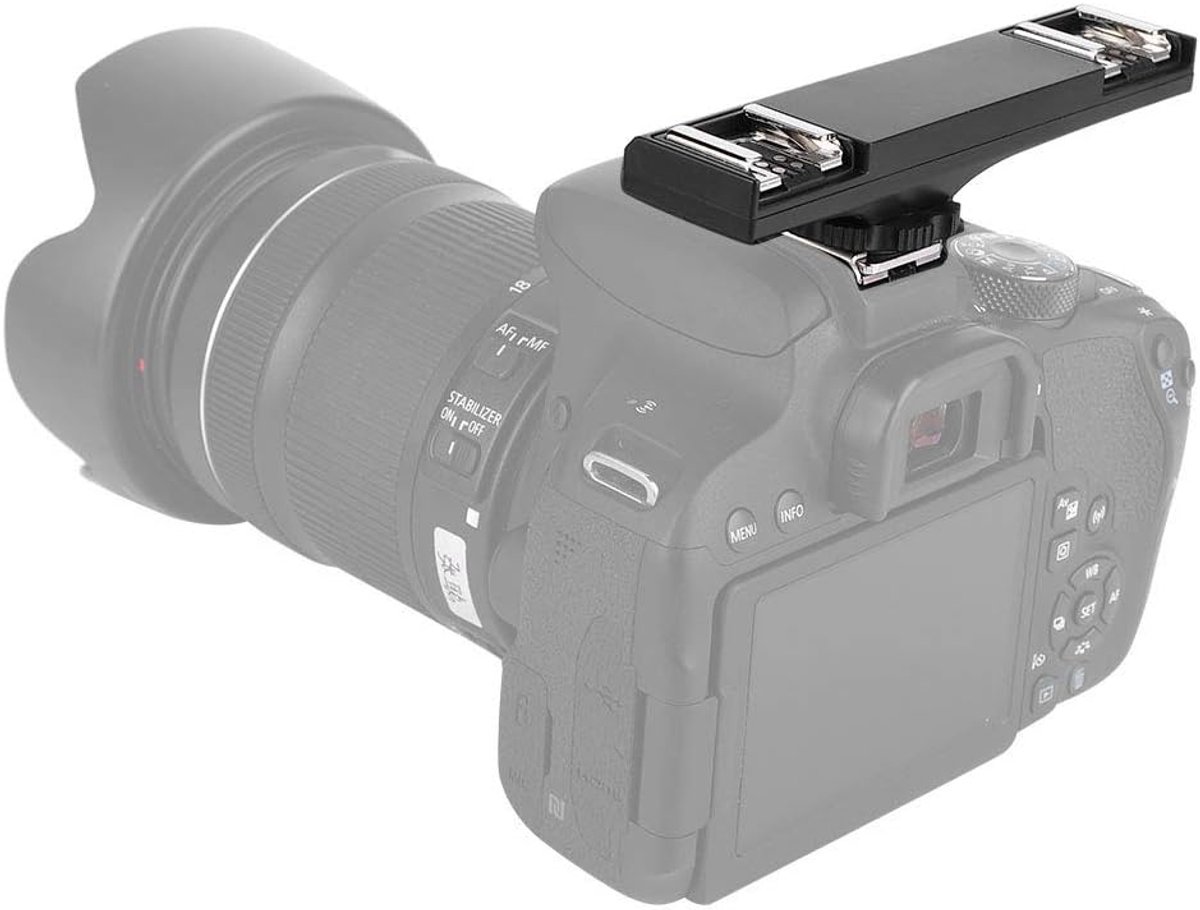 SnelShoppen - Quality Ultralight Dubbele Hot Shoe Splitter voor SLR Camera Camcorder, Ondersteunt I-TTL, Dubbel Flits Shoe, Laadvermogen tot 3KG