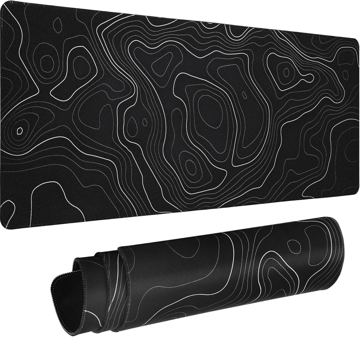 SnelShoppen - Grote Gaming Muismat 800x300x3mm met Topografisch Design, Antislip Onderkant en Gestikte Rand, Minimalistische Bureau Mat voor Kantoor e