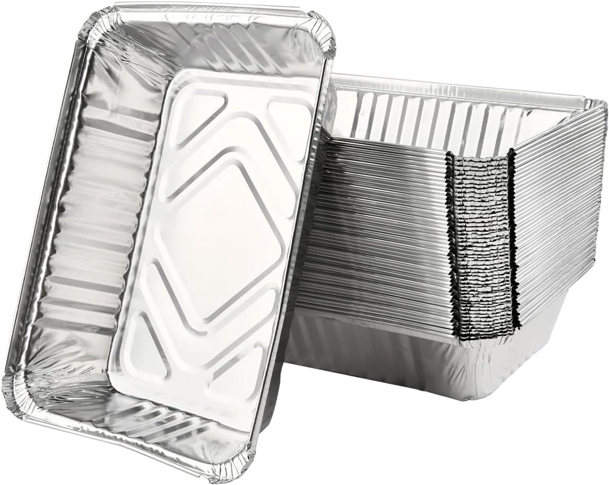 SnelShoppen - Pack van 50 Aluminium Grill Dishes 22 x 15 x 5,5 cm - Wegwerp Bakplaat, Drup Tray, Bakschotel voor Barbecue, Taart, Fruit, Feest, Campin