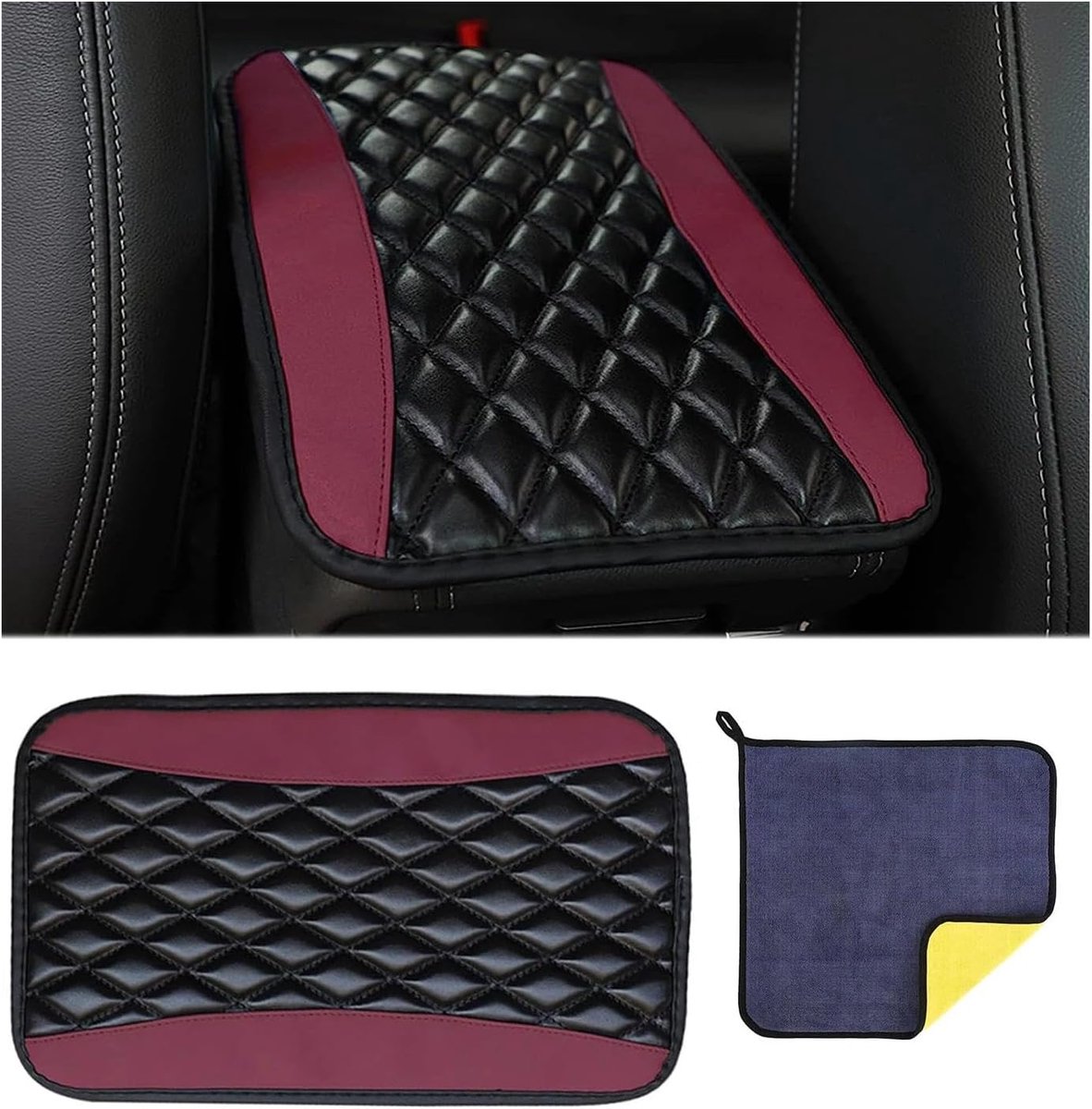 Car Armrest Cushion Leather Waterproof Center Console Armrest Cushion Armrest Cushion for Most Vehicles SUV Truck Car - ShopVlot