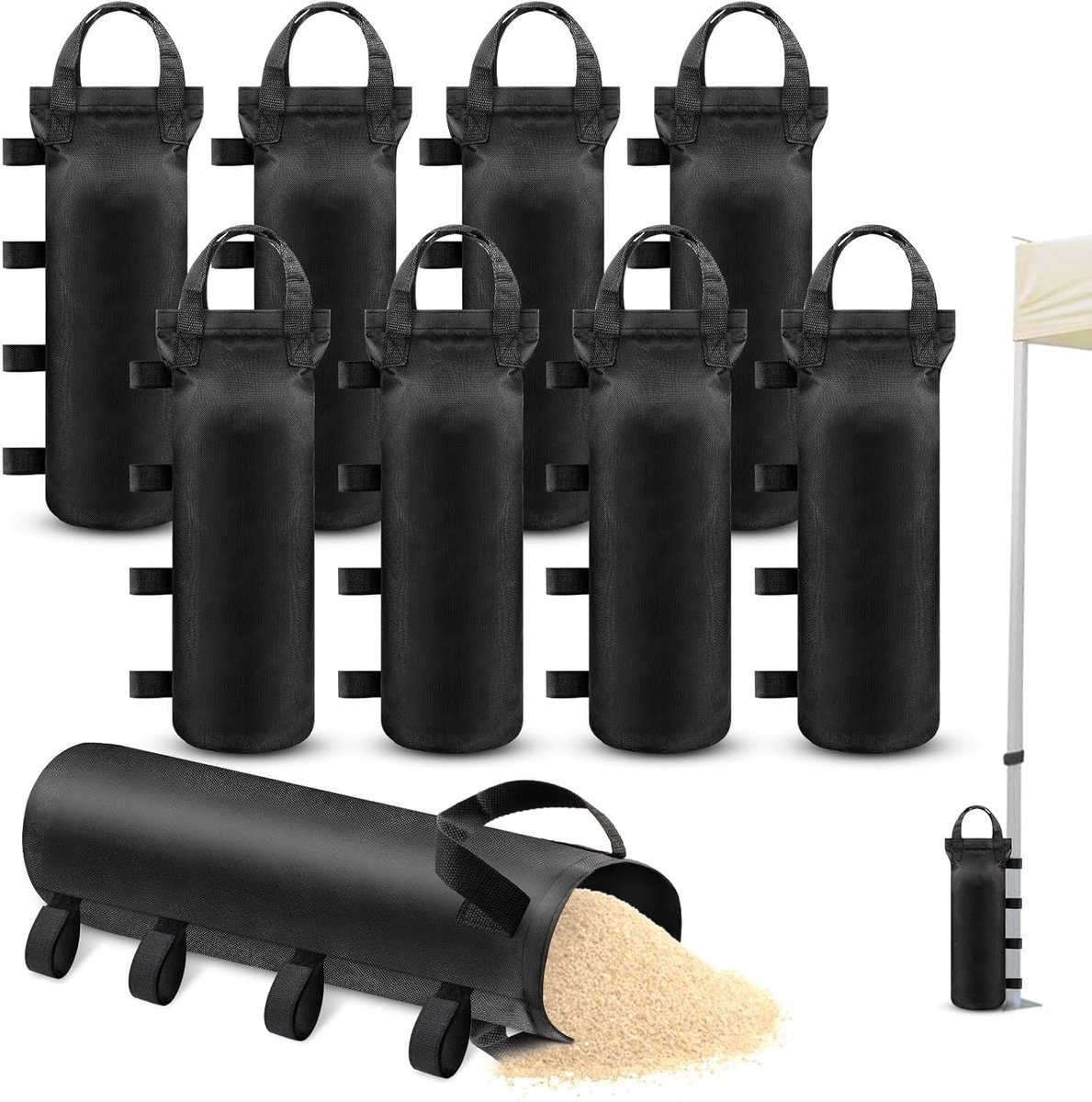 SnelShoppen - Sandzakken voor Paviljoen, 50 x 20 cm, Set van 8 Vulbare Gewichten voor Tent, Gazebo, Parasols, Oxford Stof, Duurzaam en Weerbestendig