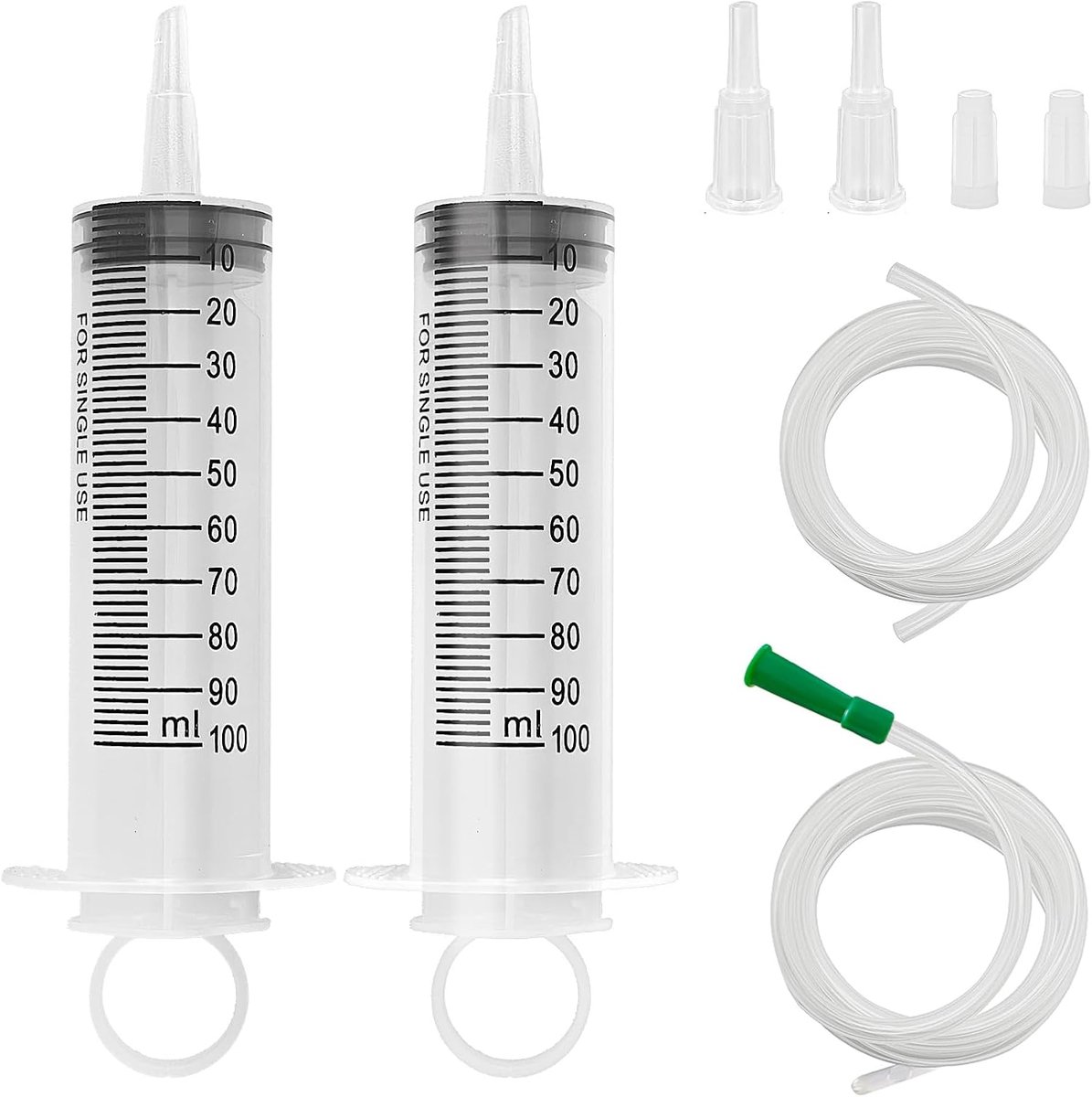 100ml grote plastic spuit - herbruikbaar - met 1m slang - ideaal voor laboratorium en diervoeding - ShopVlot