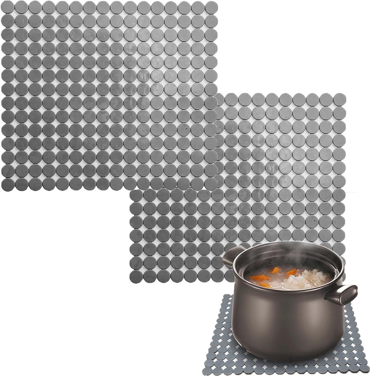SnelShoppen - Drainer Mat voor Keuken, Afvoermat, Keukenafvoer Mat, Vaatdrainer Mat, Snijmat voor Afvoer, Bescherming tegen Krassen, 2 Stuks Grijs 31