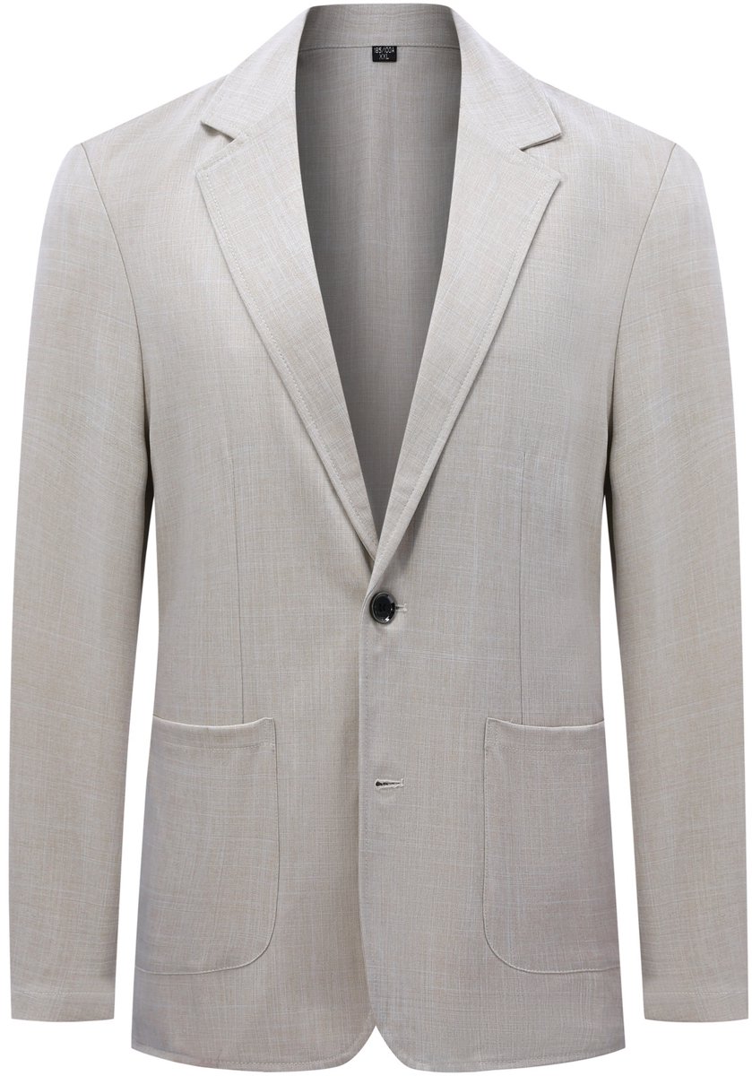 ALLTHEMEN Heren Linnen Blazer Effen Kraag Twee Knopen - Kreukherstellend - XL