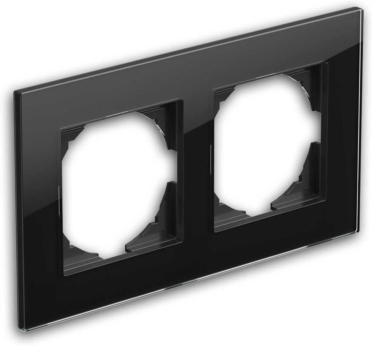Glasframe - Afdekraam Schakelaar - Stopcontact Afdekken - Gehard Glas - 163x92x10mm - Zwart