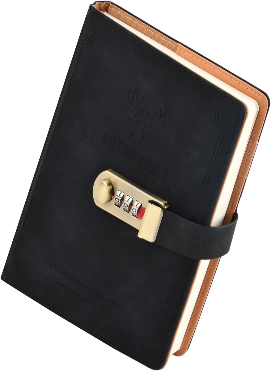 SnelShoppen - Password Book met Retro Stijl, Vergrendelbare Notitieboek met Combinatieslot, Ideaal als Dagboek, Notitieblok en Handboek voor Jongens,