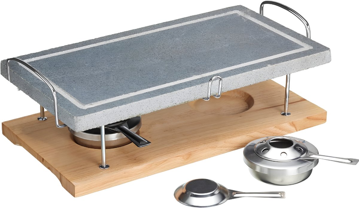 JCP® Steengrill - Steengrill 8 Personen - Gourmetstel - Grijs - 15cm x 42cm x 22cm