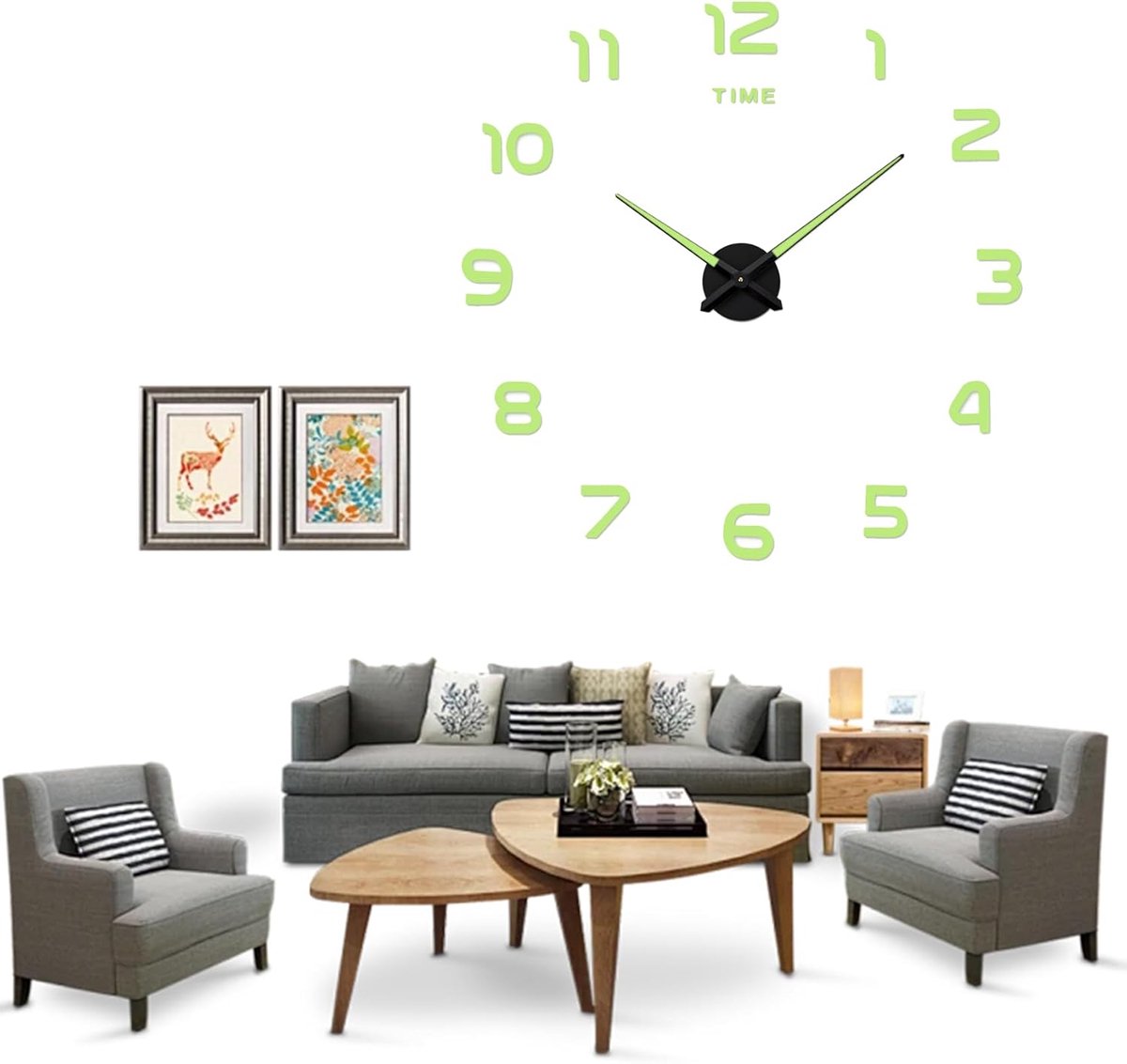 SnelShoppen - Moderne doe-het-zelf wandklok, geruisloos, 3D-sticker wandklok, eenvoudige montage, decoratie voor thuis, keuken, kantoor, hotel en scho